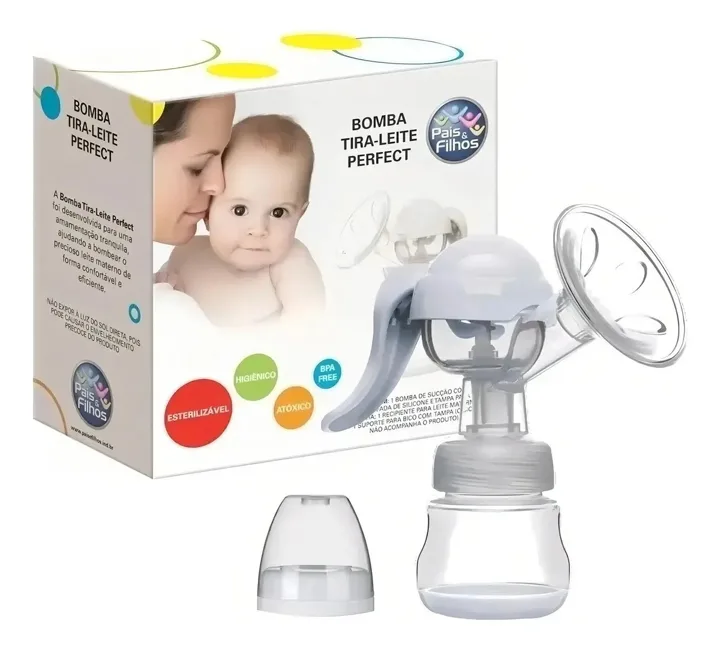 Bomba tira-leite manual Pais & Filhos com almofada
