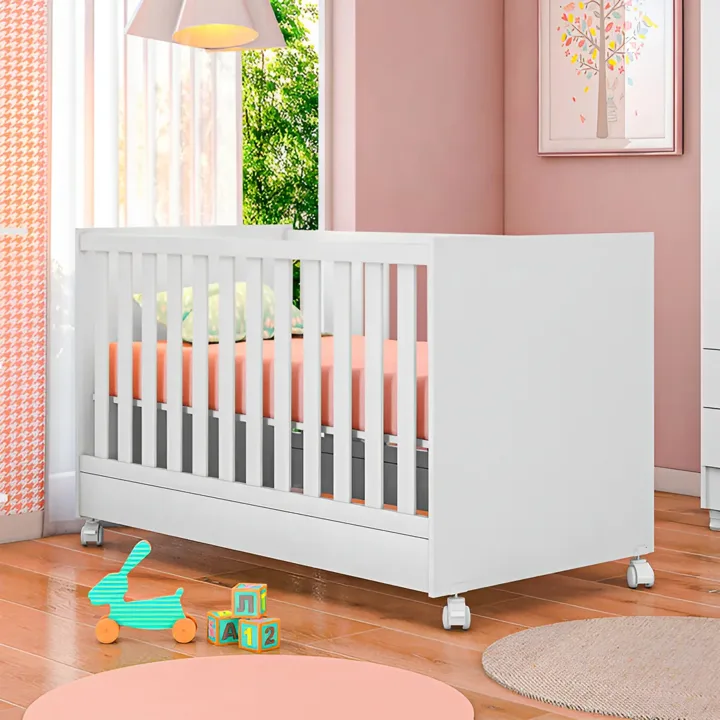 Mini berço MS Móveis 1344 que vira cama, com rodízios