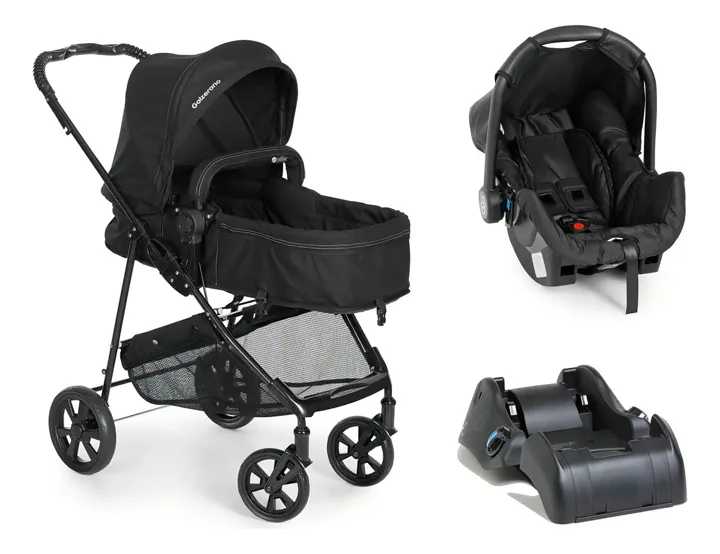 Carrinho com bebê conforto e moisés Galzerano Napoli Grid