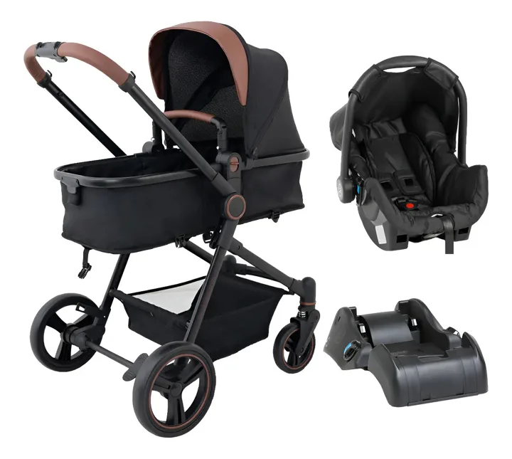 Carrinho com bebê conforto e moisés Galzerano Ivy