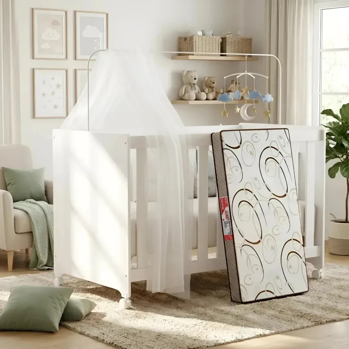 Berço multifuncional Móveis Bela Full, vira mini cama